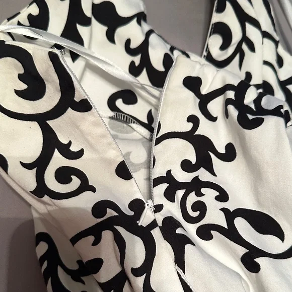 Lane Bryant Elegant Black and White Backless Dress with Red Accent - Picture 4 of 6